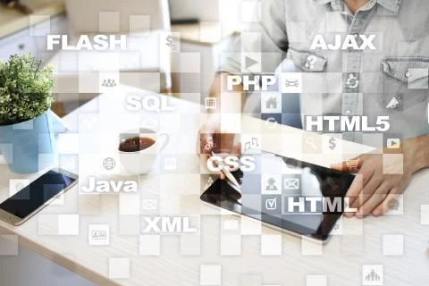 Web development. Programming. Internet and technology concept. Stock Photos