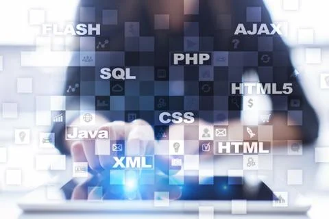 Web development. Programming. Internet and technology concept. Stockfoto's