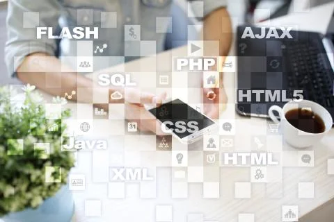 Web development. Programming. Internet and technology concept. Stock Photos