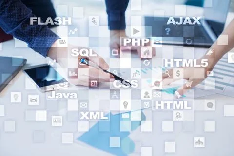 Web development. Programming. Internet and technology concept. Stock Photos