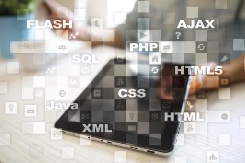 Web development. Programming. Internet and technology concept. 스톡 사진