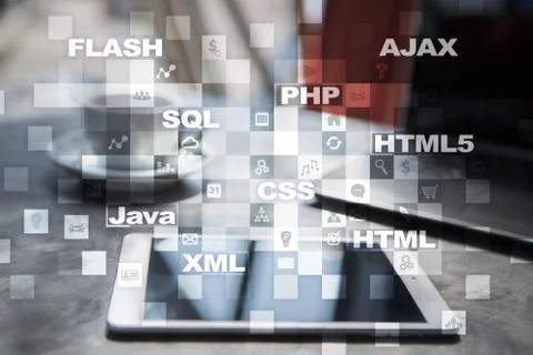 Web development. Programming. Internet and technology concept. 스톡 사진