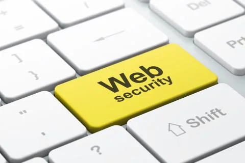 Web development SEO concept: computer keyboard with Web Security Illustrazione stock