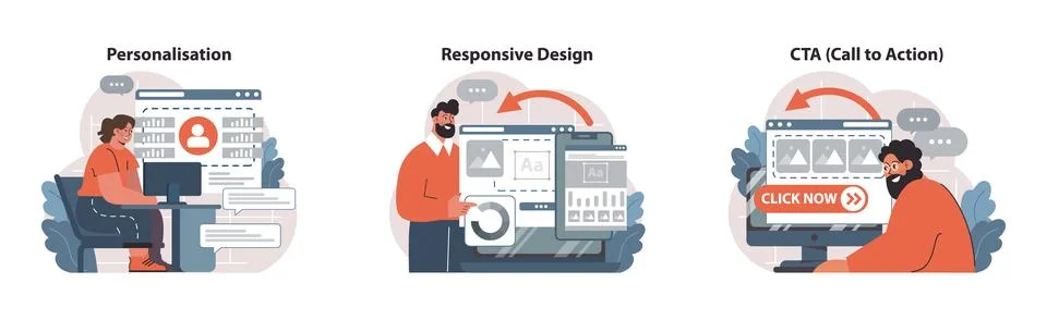 Web Development set. Flat vector illustration Stock Illustration