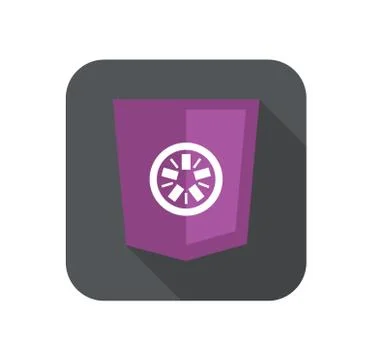 Web development shield abstract round violet sign isolated icon on grey badge イラスト素材