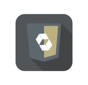 Web development shield abstract square sign isolated icon on grey badge with Illustrazione stock