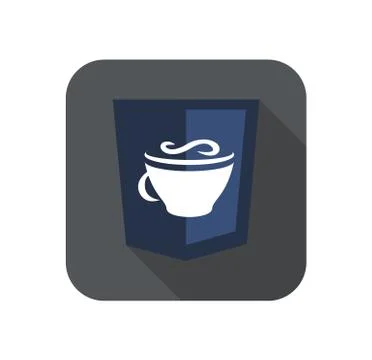 Web development shield sign - javascript coffee script. isolated icon on white Stock Illustration
