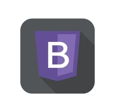 Web development shield sign letter B violet isolated icon on grey badge with Ilustração Stock