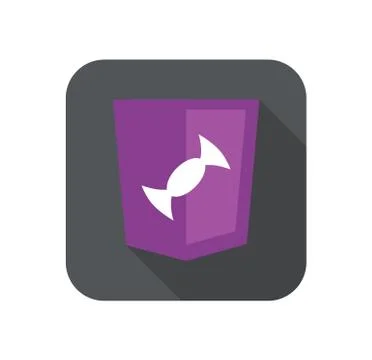 Web development shield violet candy sign isolated icon on grey badge with long 스톡 일러스트