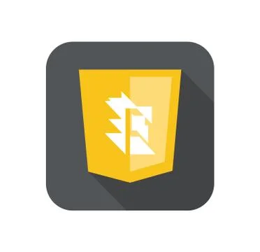 Web development shield yellow abstract sign isolated icon on grey badge with Illustrazione stock