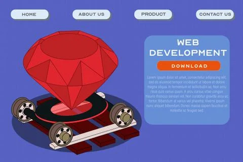 Web development site template. Application and software development header po 스톡 일러스트