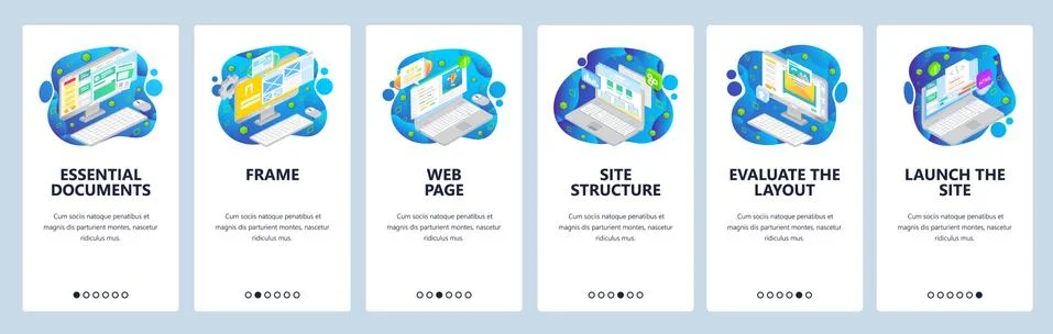 Web development, site wireframe, email and computer documents. Mobile app Stock Illustration