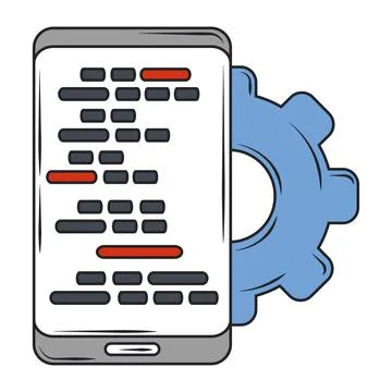 Web development, smartphone app creation digital software Stock Illustration