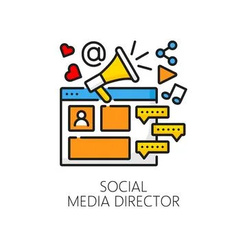 Web development, social media director line icon Illustrazione stock