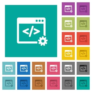 Web development square flat multi colored icons Stock Illustration