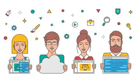 Web Development Team vector illustration Illustrazione stock