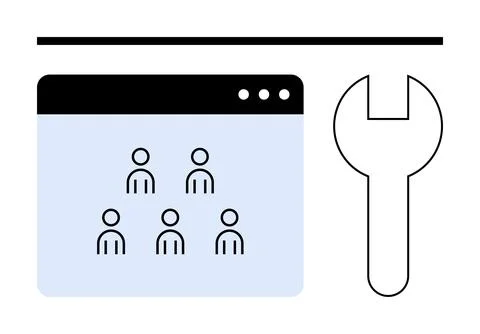 Web development, technical support, user management, team collaboration, webs 스톡 일러스트