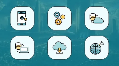 Web Development - Technology Flat Elements After Effects stock