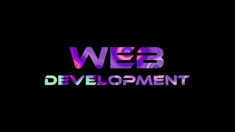 Web Development text on black background. Multicolored glossy technological.. Stock Illustration