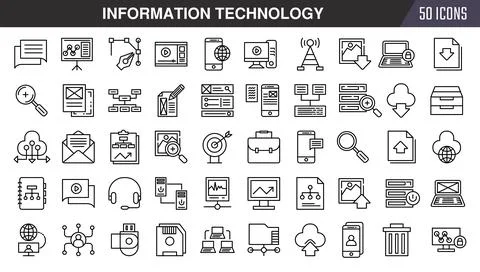 Web Development thin outline icons set. Vector illustration Stock Illustration