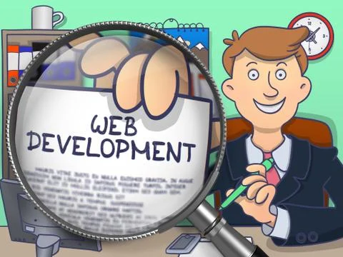 Web Development through Lens. Doodle Concept Stockillustratie