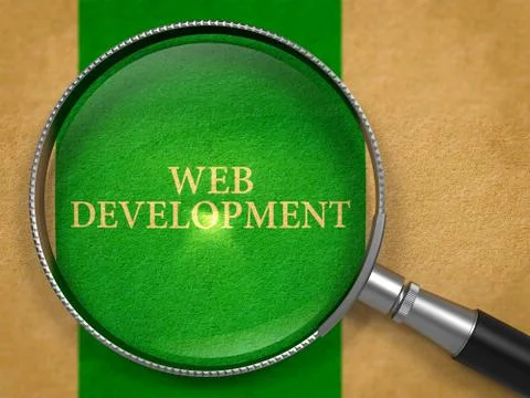 Web Development through Magnifying Glass 스톡 일러스트