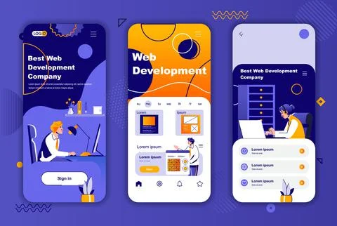 Web development unique design kit for social networks stories. Full stack Stock Illustration
