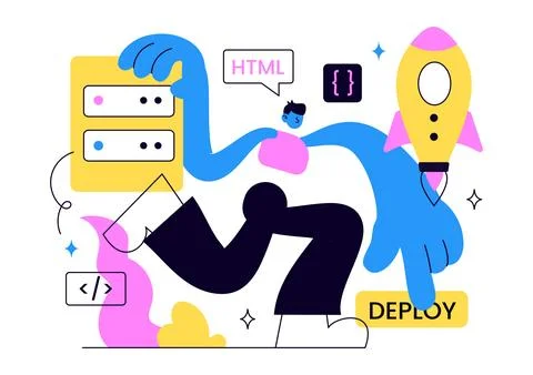 Web Development Vector Illustration featuring Website Design, Coding Proces.. Illustrazione stock