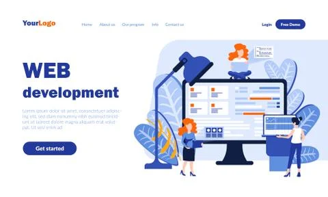 Web development vector landing page template イラスト素材