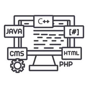 Web development vector line icon, sign, illustration on white background, edi Stock Illustration