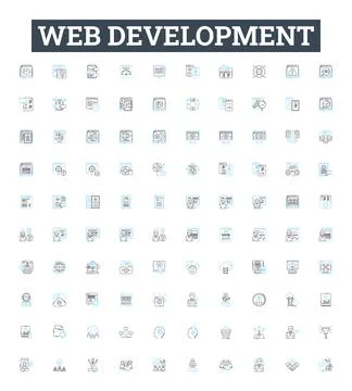 Web development vector line icons set. Web, Development, HTML, CSS, JavaScript Stock Illustration