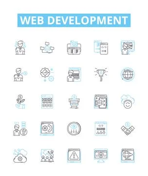 Web development vector line icons set. Web, Development, HTML, CSS, JavaScript Illustrazione stock