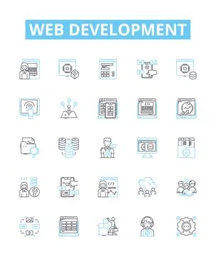 Web development vector line icons set. Web, Development, HTML, CSS, JavaScript Illustrazione stock