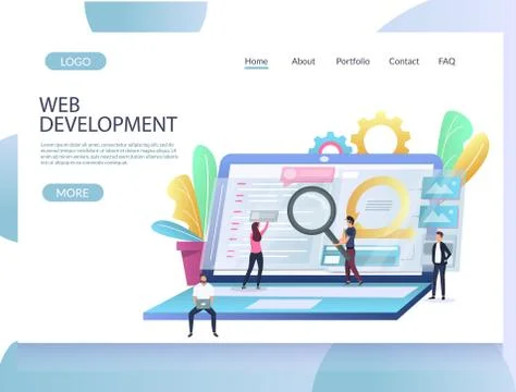 Web development vector website landing page design template 库存插图