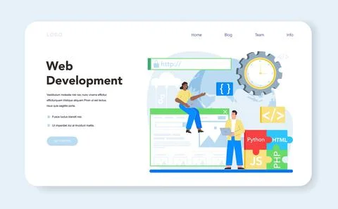 Web development web banner or landing page. Website optimization 스톡 일러스트