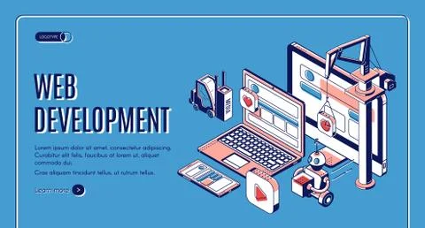 Web development, website construction landing page Illustrazione stock