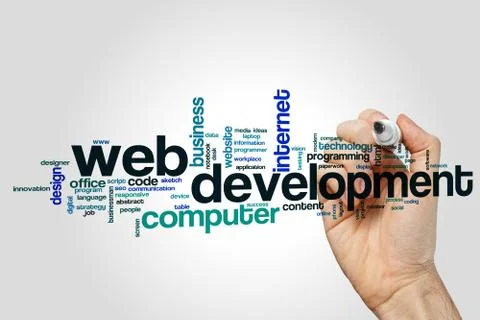 Web development word cloud Stock Photos