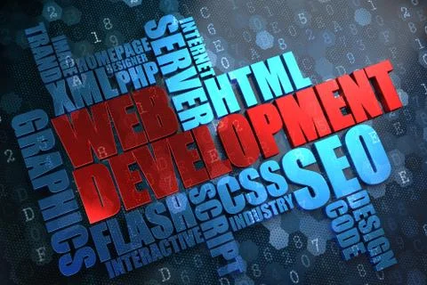 Web Development. Wordcloud Concept. Illustrazione stock