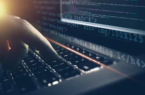 Web Development Work Concept. HTML CSS Programming Job. Stock-Fotos