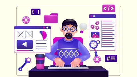 Web development work, programming techniques and website coding Stock Footage 239731650