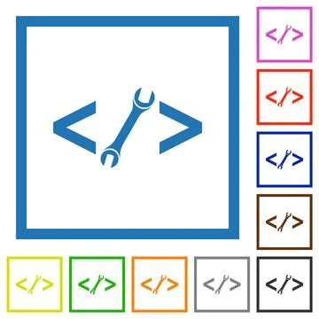 Web development with wrench flat framed icons Stock-Illustration