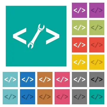 Web development with wrench square flat multi colored icons 스톡 일러스트