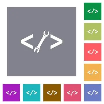Web development with wrench square flat icons 库存插图