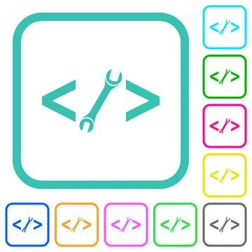Web development with wrench vivid colored flat icons 库存插图