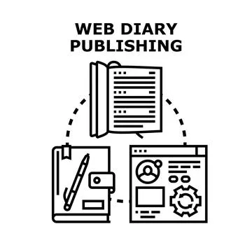 Web diary publishing digital content creation process Stock Illustration