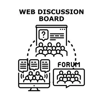 Web discussion board forum chatting people online Stockillustratie