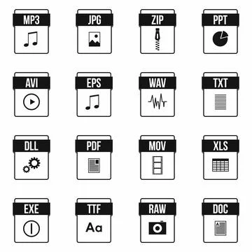 Web document icons set, simple style Illustrazione stock