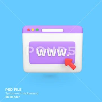 Web with domain and arrow isolated 3d render icon illustration Modello PSD