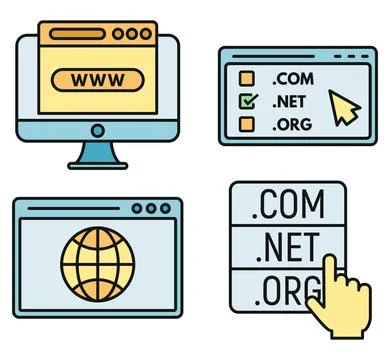 Web domain icons set vector color Illustration