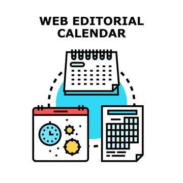 Web editorial calendar planning content strategy developing schedule Stock Illustration